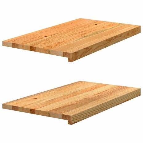 Vensterbanken 2 st 70x40x2 cm massief eikenhout lichtbruin 1