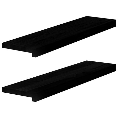 Vensterbanken 2 st 80x20x2 cm massief eikenhout bruin-zwart 1