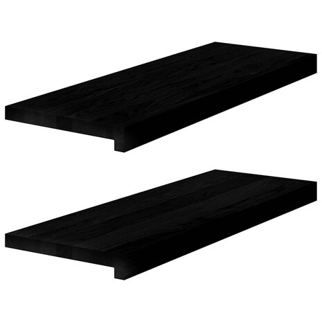 Vensterbanken 2 st 70x25x2 cm massief eikenhout bruin-zwart 1