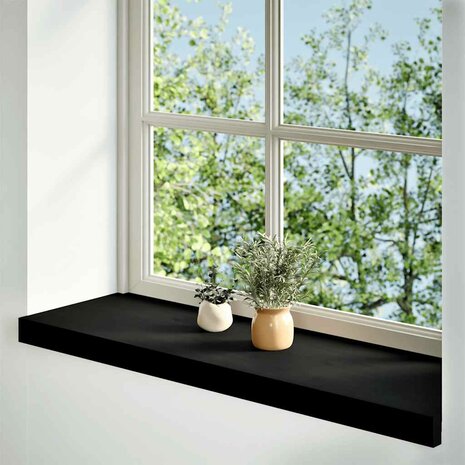 Vensterbanken 2 st 80x25x2 cm massief eikenhout bruin-zwart 2