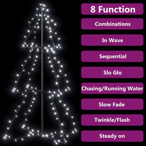 Kegelkerstboom 160 LED's binnen en buiten 78x120 cm 4