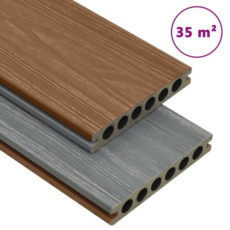 Terrasplanken met accessoires 35 m&sup2; 4 m HKC bruin en grijs 1