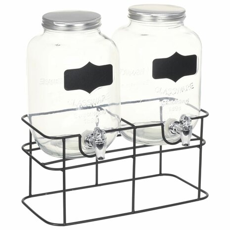 Drankdispensers 2 st met standaard 2 x 4 L glas  2