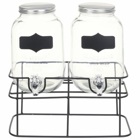 Drankdispensers 2 st met standaard 2 x 4 L glas  3