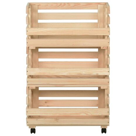 Groentetrolley 37x30x80 cm massief grenenhout 3