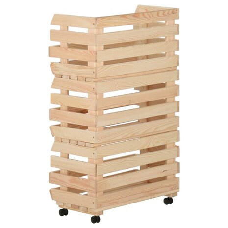 Groentetrolley 37x30x80 cm massief grenenhout 4