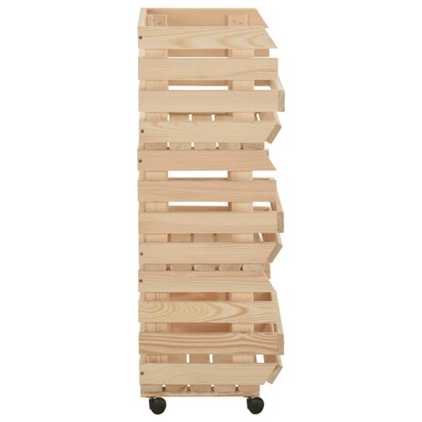 Groentetrolley 37x30x80 cm massief grenenhout 5