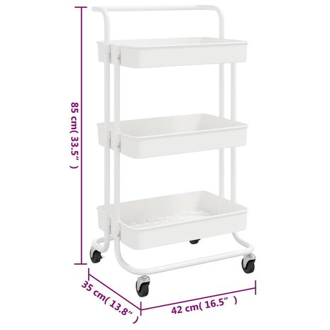 Keukentrolley 3-laags 42x35x85 cm ijzer en ABS wit 7