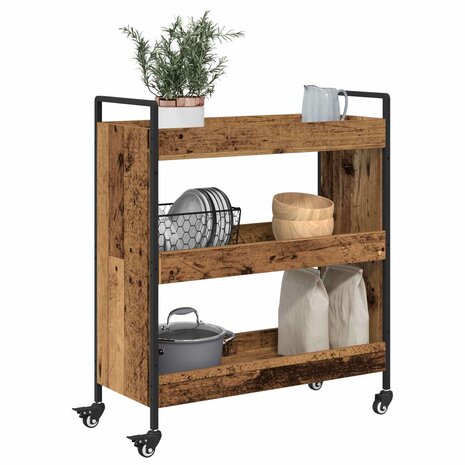 Keukentrolley Oudhout 70 x 30 x 82 cm Bewerkt hout 3