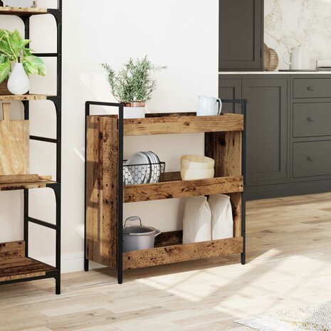 Keukentrolley Oudhout 70 x 30 x 82 cm Bewerkt hout 4