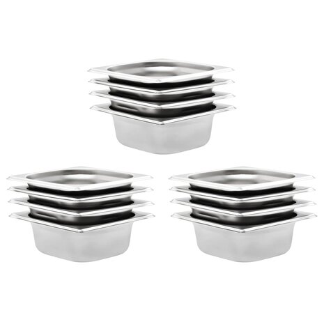 Gastronormbakken 12 st GN 1/6 65 mm roestvrij staal  1