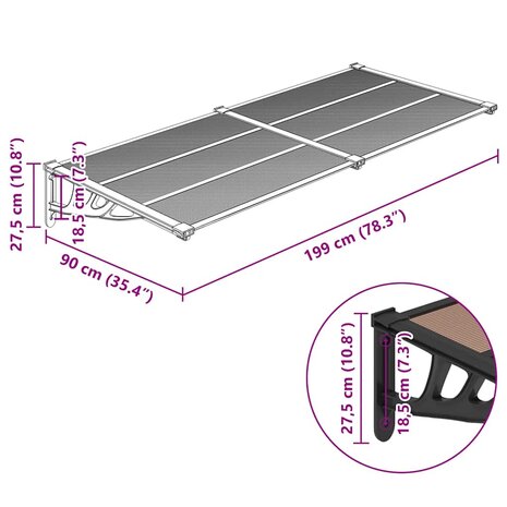 Deurluifel 199x90 cm polycarbonaat zwart 6