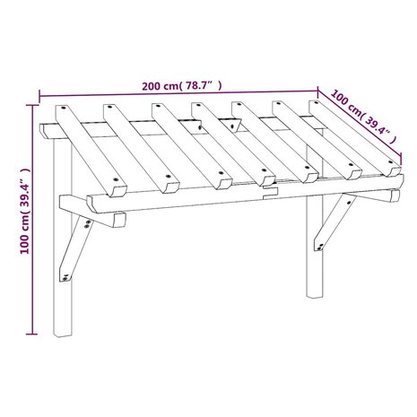 Deurluifel 200x100x100 cm massief grenenhout 8