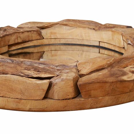 Decoratieve spiegel rond 60 cm teakhout 6