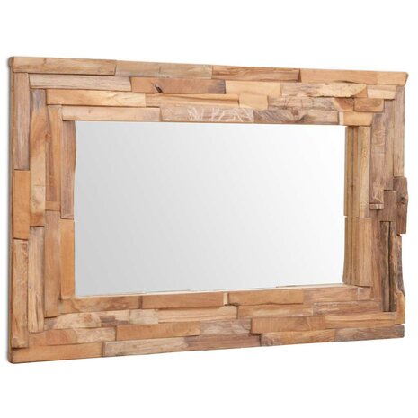 Decoratieve spiegel rechthoekig 90x60 cm teakhout 2