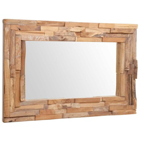 Decoratieve spiegel rechthoekig 90x60 cm teakhout 3