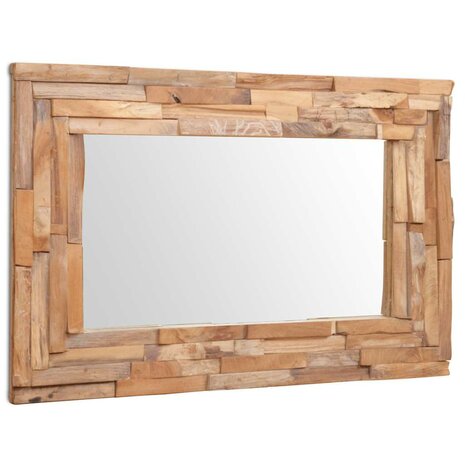 Decoratieve spiegel rechthoekig 90x60 cm teakhout 5