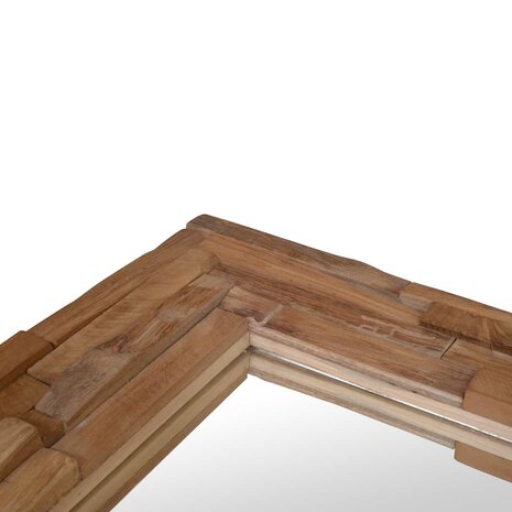 Decoratieve spiegel rechthoekig 90x60 cm teakhout 9