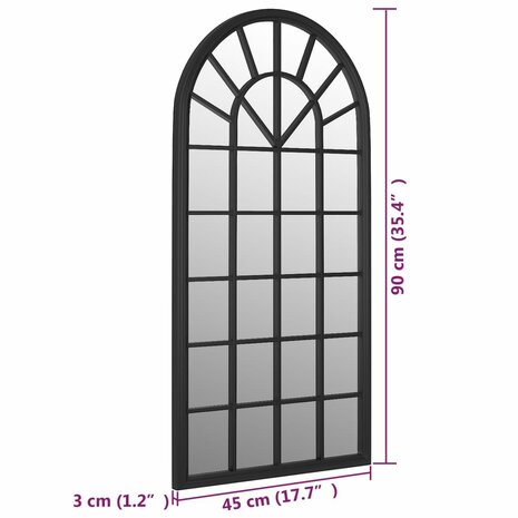 Spiegel 90x45 cm ijzer zwart 6