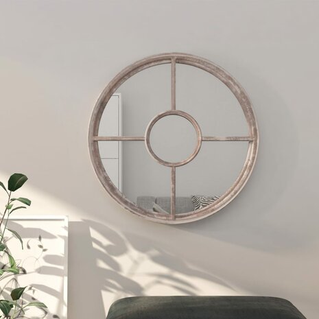 Spiegel rond 60x4 cm ijzer zandkleurig 1