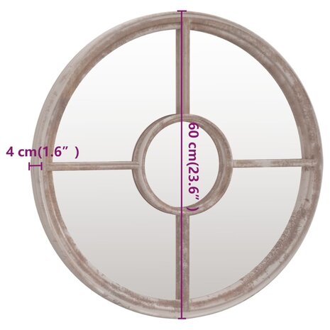 Spiegel rond 60x4 cm ijzer zandkleurig 6