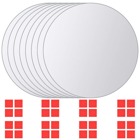 8 st Spiegeltegels rond glas 1