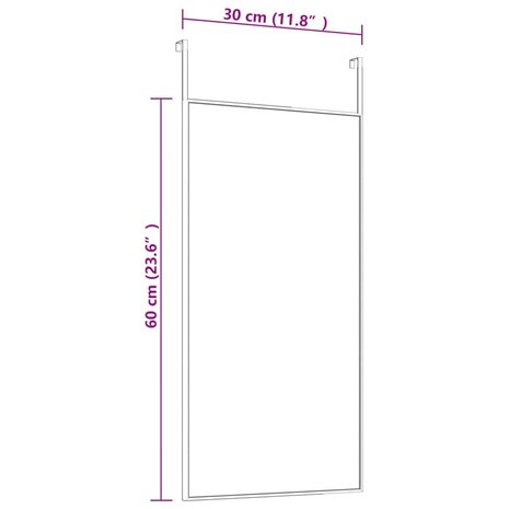 Deurspiegel 30x60 cm glas en aluminium zwart 4