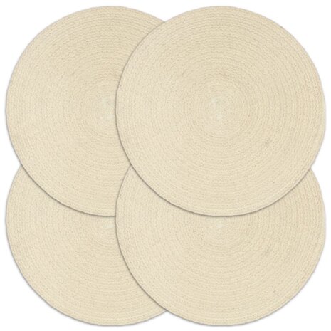 Placemats 4 st rond 38 cm katoen natuurlijk  1