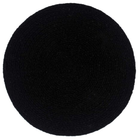 Placemats 4 st rond 38 cm katoen effen zwart  2