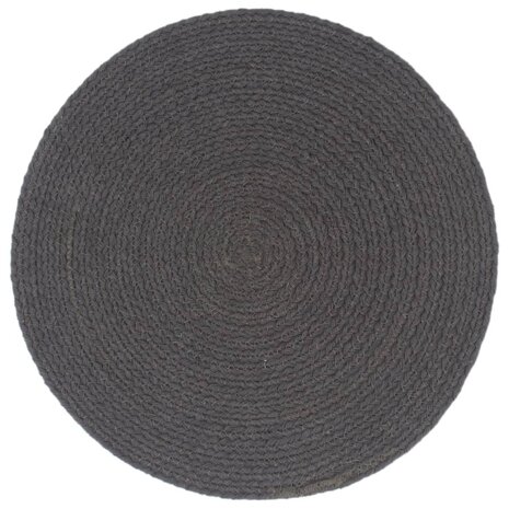 Placemats 6 st rond 38 cm katoen effen donkergrijs  2