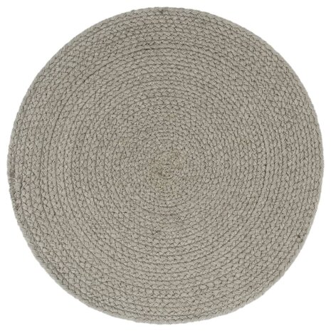 Placemats 4 st rond 38 cm katoen effen grijs 2