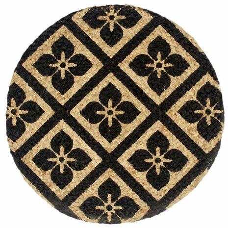 Placemats 6 st rond 38 cm jute zwart 2