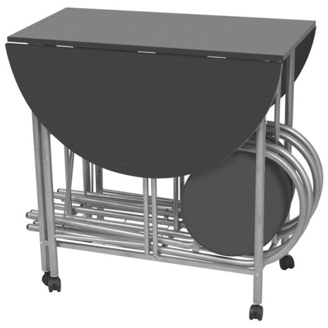Eetkamerset opvouwbaar zwart MDF 5-dlg 5