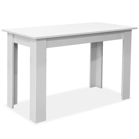 Eettafel en banken 3 st bewerkt hout wit 3