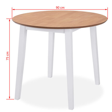 Eetkamerset MDF en rubberwood wit 3-delig 7