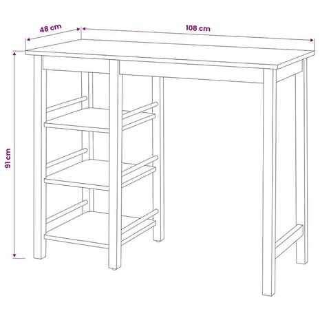 3-delige Barset MDF zwart 9