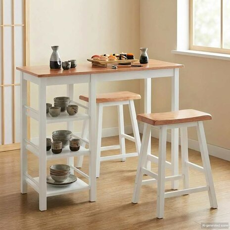 3-delige Barset MDF wit 1