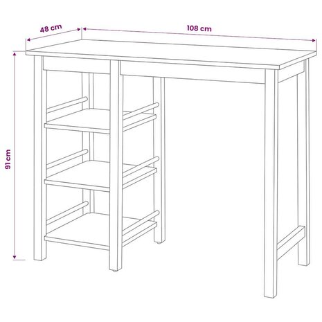 3-delige Barset MDF wit 9