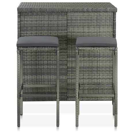3-delige Barset poly rattan grijs 2