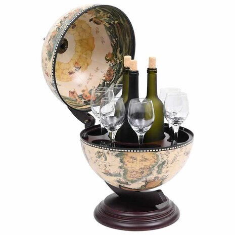Globebar tafelmodel eucalyptushout wit 2