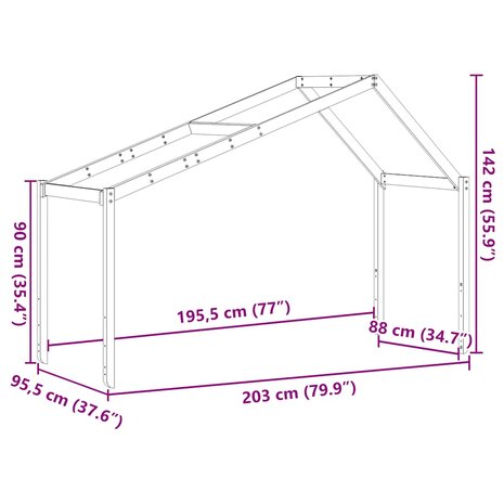 Kinderbedhuisje 203x95,5x142 cm massief grenenhout 9