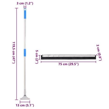 Vloerwisser 75x122,5 cm staal en rubber 8