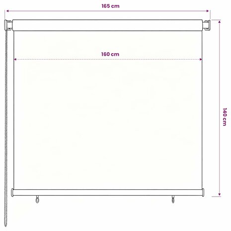 Rolgordijn voor buiten 165(B)x140(H) cm zwart 6