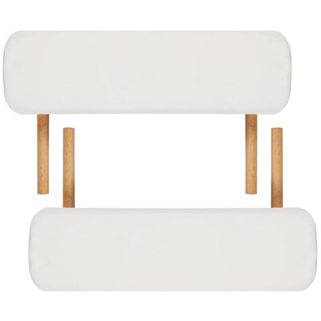Inklapbare massagetafel 2 zones met houten frame (creme) 7