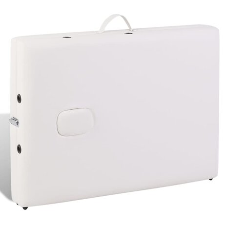 Inklapbare massagetafel 3 zones met houten frame (creme) 6