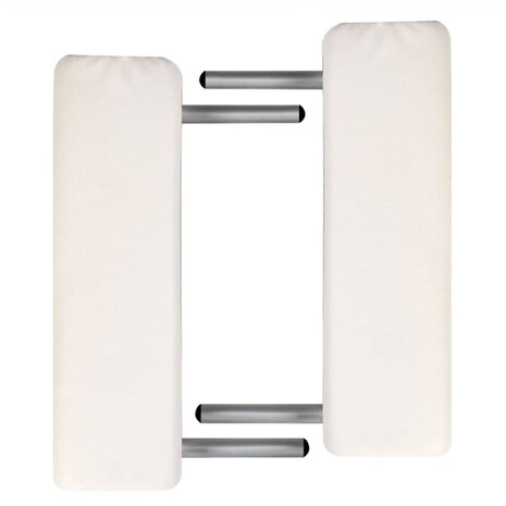Massagetafel met 2 zones inklapbaar aluminium frame cr&egrave;mewit 2