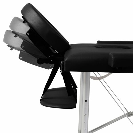 Massagetafel met 2 zones inklapbaar aluminum frame zwart 6