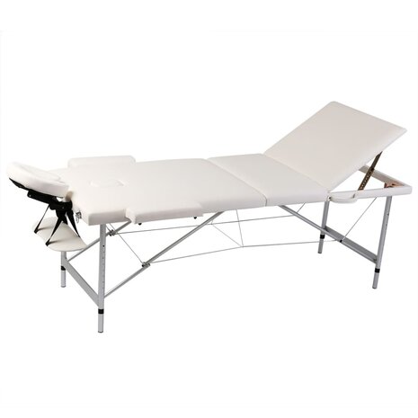 Inklapbare massagetafel 3 zones met aluminium frame (creme) 1