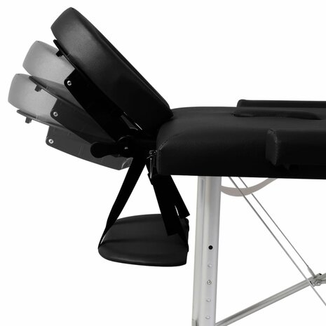 Inklapbare massagetafel 3 zones met aluminium frame (zwart) 7