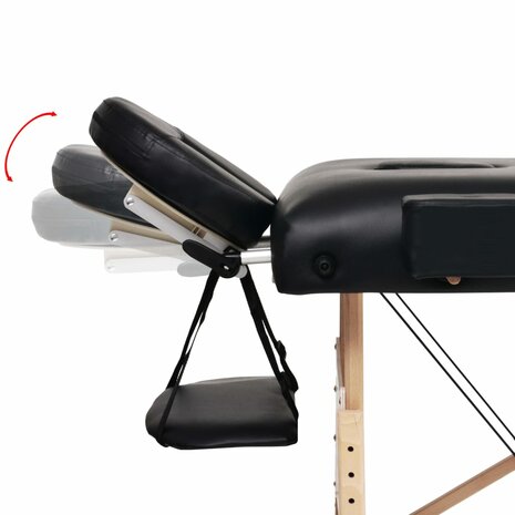 Massagetafel inklapbaar 2 zones 10 cm dik zwart 5